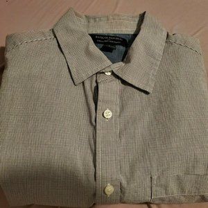 Banana Republic Large Blue Check Stretch Soft Wash
